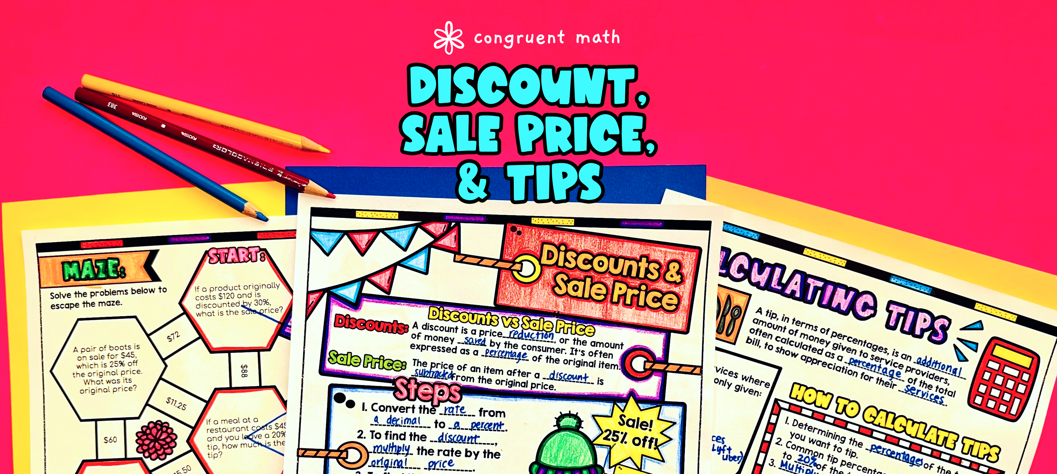 Percents Applications Discount, Sale Price, and Tips Lesson Plan