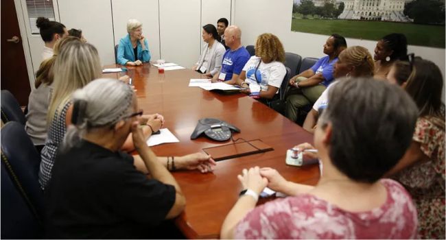 AFT members meet with Sen. Elizabeth Warren in Washington, D.C.